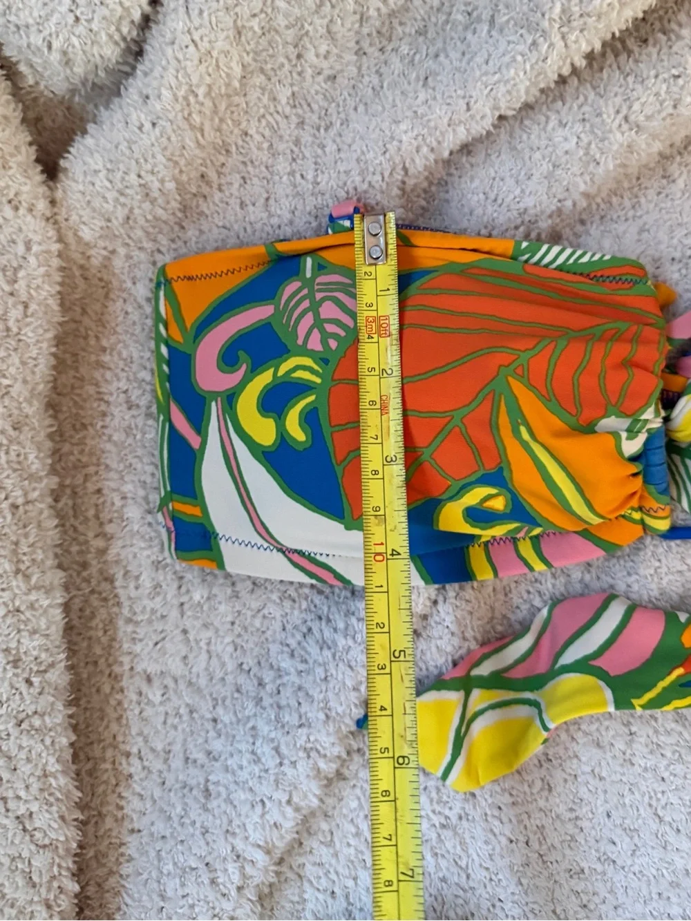 J. Crew women's Floral Bandeau Bikini in Blue, Orange & Yellow, no size tag,guc